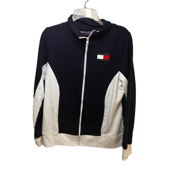 Women’s Tommy Hilfiger Sweatshirt Jogger Full Zip Up Blue Sz M Old Money Vibes - Picture 2 of 7